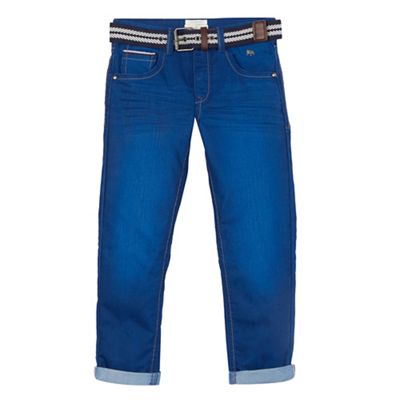Boys' blue slim belted jeans